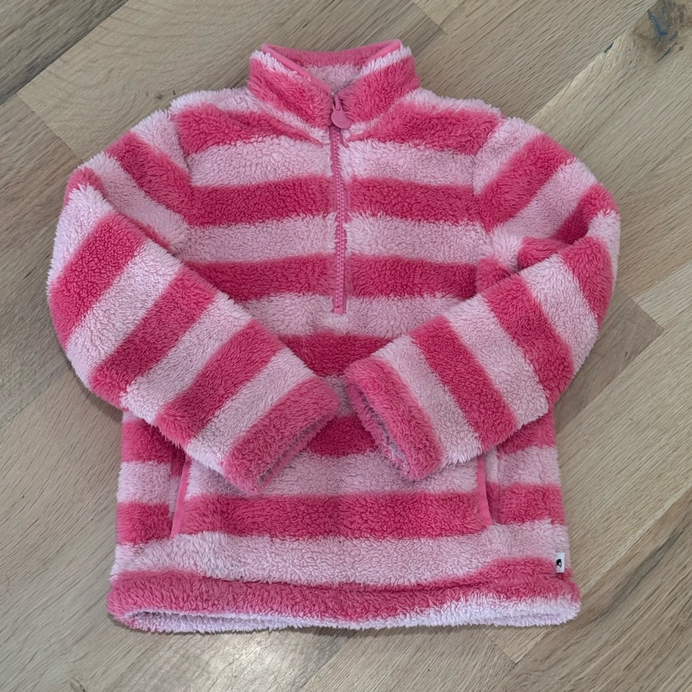 Joules Pink and Light Pink Striped Kids Fleece Sweater